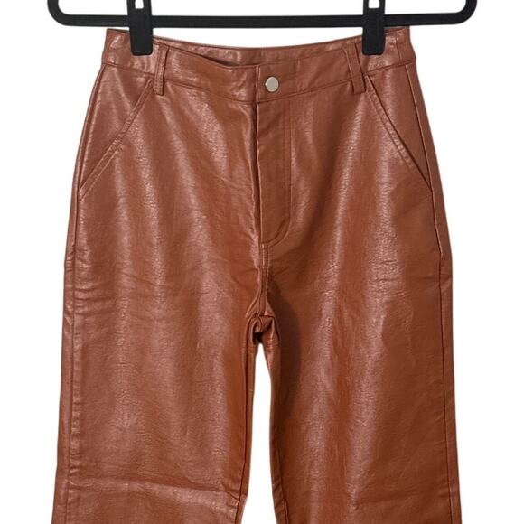 Princess Polly Ashlea Faux Leather Pants Brown Size 4 - Picture 9 of 11